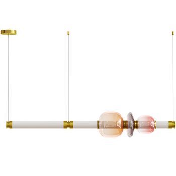 Lámapara Colgante De Cristal - Led - Singlen 100 Cm Rosa