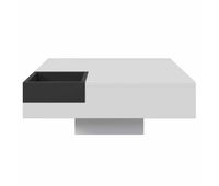 mesa de centro cuadrada con caja de almacenamiento extraible - luces led en la parte inferior - blanco