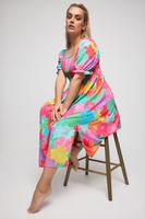 yours vestido midaxi rosa y azul floral cuerpo fruncido mujer curvy y tallas grandes yours