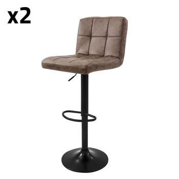 2x Taburetes giratorios de bar piel sintética marrón altura 63-83cm