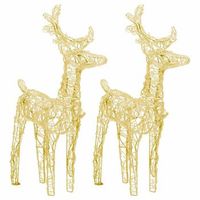 renos de navidad 2 unidades 80 led blanco calido acrilico vidaxl
