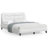 cama matrimonial  cama para adultos  estructura de cama cabecero cuero sintetico blanco 120x200 cm cfw437227