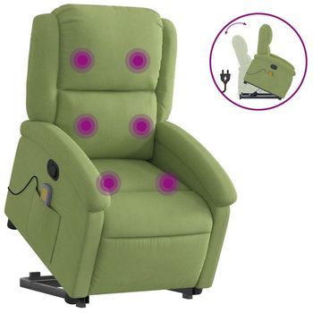 Sillón Reclinable De Masaje Elevable Terciopelo Verde Claro Vidaxl