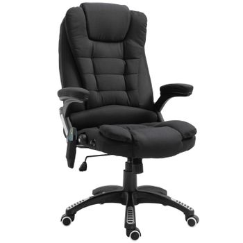 Vinsetto Sillón Relax Masaje Silla Masajeadora Grande para Oficina 6 Puntos Calefacción Altura Ajustable Ruedas 68x72x110-120 cm Negro   Aosom España