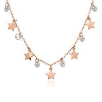 cadena de estrellas de plata chapada en oro rosa 925 con circonitas