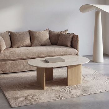 Mesa de centro de mármol efecto travertino de 120 cm