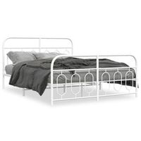 cama doble  cama para adultos  estructura cama metal con cabecero y estribo blanco 135x190 cm