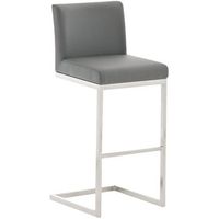 taburete de bar paros con tapizado de cuero sintetico simil cuero gris 48x42x104 cm clp