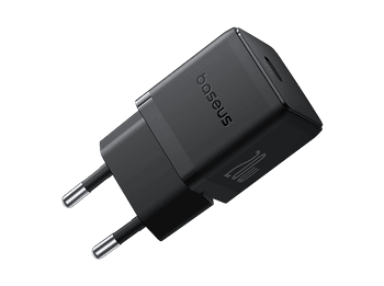 Cargador de pared - Baseus PALM, 20W, Kit con cable 60W y 100 cm, Carga ultrarrápida, Control temperatura, Universal, Negro Cluster