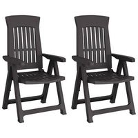 pack 2 uds sillas reclinables de jardin  silla de exterior  sillon pp gris antracita
