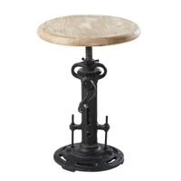 taburete regulable en madera de mango y hierro fundido negro