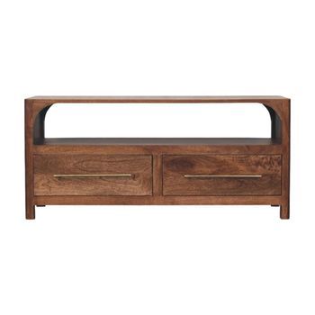 Consola Multimedia De Madera Maciza, Muebles Artesanales, Línea Arc