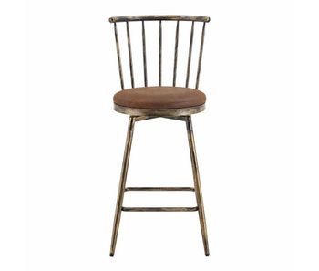 Taburete de bar 43.2 cm windsor - asiento acolchado, estilo industrial vintage, estructura metálica para cocina y bar - marrón