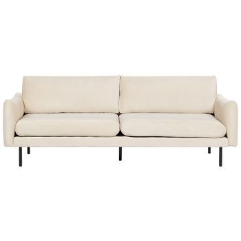 Sofá 3 Plazas Tapizado De Terciopelo Patas Negras Cojín De Asiento Estilo Retro Moderno Beige Claro Vinterbro