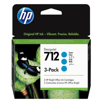 HP 712 (3ED77A) pack 3x cartucho de tinta cian (original)
