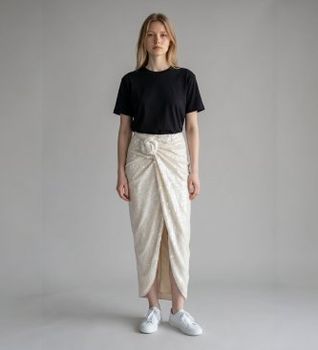 Rotate para mujer. 116698857 Falda Linno con nudo blanco roto (38), Casual, Fiesta, Poliéster Reciclado