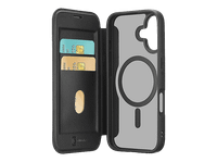 funda movil - cellularline daily mag para iphone 17 imitacion piel y cierre magnetico compatible con magsafe con tapa tarjetero negro