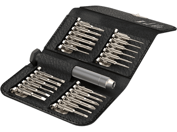 Pack Destornilladores - Hama 200762, 24 En 1, Para PC y portátil, Insertos de acero robusto + Estuche cuero