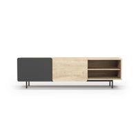 mueble tv melamina roble claro-grafito patas grafito 54x180x44 cm