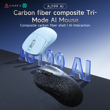 AJAZZ AJ199 Ratón inalámbrico para juegos con IA, ultraligero de 60 g con doble cubierta trasera, sensor PAW3395, triple modo 2.4G/Bluetooth/con cable, tecla rápida con IA, botones programables,