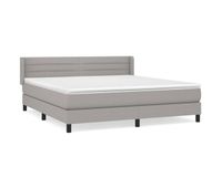 cama box spring con colchon tela gris claro 160x200 cm rayas horizontales