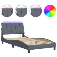 cama para adulto  cama individual  estructura cama con luces led terciopelo gris oscuro 100x200 cm