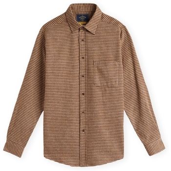 Portuguese Flannel Camisa manga larga Abstract Pied Poule Shirt - Brown para hombre