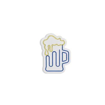 Iluminación Led Decorativa De Plástico Beer Glass Azul Amarillo 26x35x2 Cm