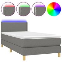 estructura de cama led con cabecero con somier colchon 90x200cm tela gris oscuro tdl0209377