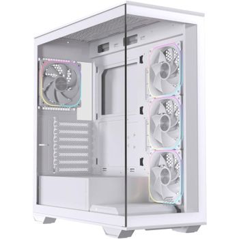 Torre Einarex Prisma S700 RGB White Cristal Templado, Soporte 9 Ventiladores, ATX, Midi Tower