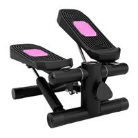 costway 2 en 1 mini stepper fitness casa con bandas de resistencia altura ajustable pedale antideslizante con pantalla 40 x 31 x 215 cm negro