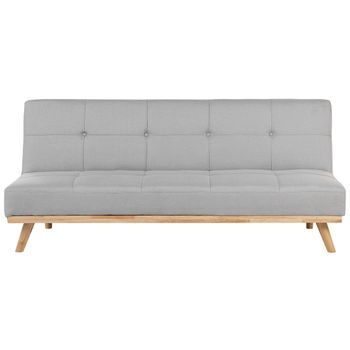 Sofá Cama Clic Clac 3 Plazas Gris Claro Salón Moderno Con Mechones Froya