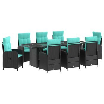 Juego De Comedor Para Exteriores 9 Uds. Negro Y Turquesa Vidaxl