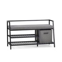 armario para zapatos  banqueta estha loft con cajon incluido negro  gris hjh living