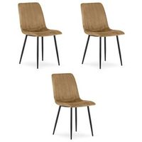 set de 3 silla de comedor tela de terciopelo valora jewa asiento de terciopelo marron
