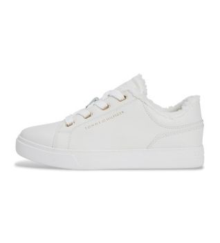 Tommy Hilfiger para mujer. FW0FW08824 Zapatillas de Piel Informales blanco (39), Plano, Cordones, Casual