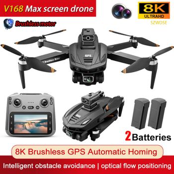 Dron GPS V168 Max 2026 con Cámara Dual HD 8K, Motor sin Escobillas Profesional, Largo Alcance, Wifi, FPV, Aplicación, RC, Pantalla Integrada para Exteriores