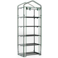 costway mini invernadero para interior y exterior con 5 estantes cubierta de pe y marco metalico antioxido para patio o jardin 69 x 48 x 190cm