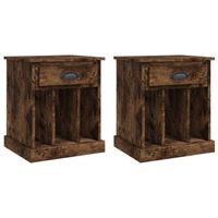 pack 2 uds mesitas de noche  mesa auxiliar  mesilla color roble ahumado 43x36x50 cm