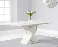 aaron 160cm marble white dining table