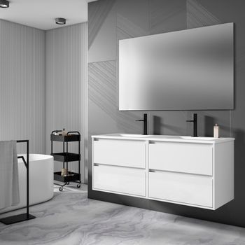 Mueble Jade 140 Cm 4c 2s, Blanco Brillo. Pack Mueble + Lavabo.