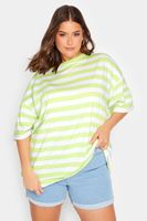 yours camiseta extragrande con rayas verde lima de algodon mujer curvy y tallas grandes yours