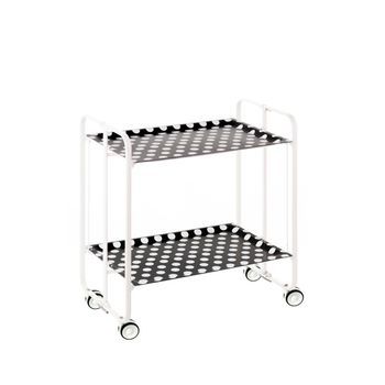 Carrito Auxiliar Plegable Bauhaus Con Ruedas - Armazón Metálico Blanco, 2 Niveles Y 4 Posiciones Ajustables,,08