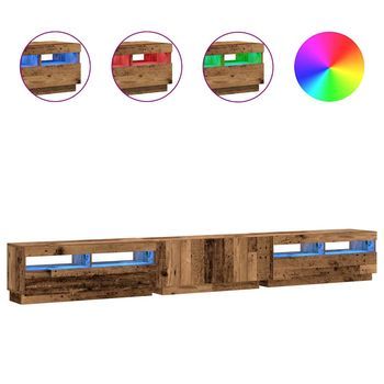 Mueble Tv Luces Led Madera Ingeniería Envejecida 300x35x40 Cm