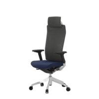 silla ergonomica profesional actiu tnk flex blue yeti malla negra y asiento azul con cabezal y brazos 3d