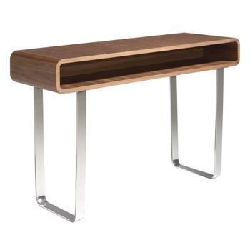 Consola Rectangular Nogal Y Acero Cromado Angel Cerdá 3000 120x39x75