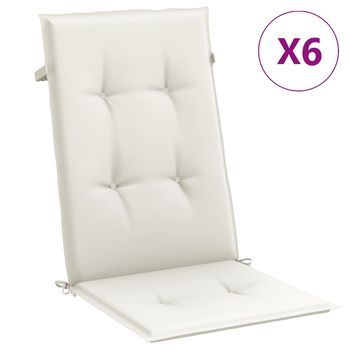 Cojines Silla Respaldo Alto 6 Unidades Tela Crema Melange 120x50x4cm