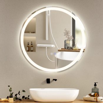 Nettlife Espejo De Baño Con Luz Led - Redondo 50 Cm Led, Mural, Interruptor Táctil, Antineblina, Ip44, Ajustable 3000k-6500k
