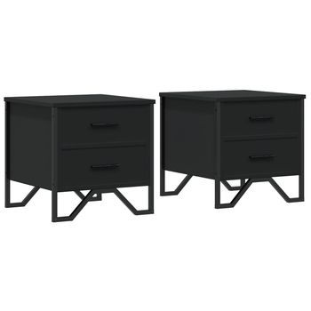 Mesitas De Noche 2 Uds Madera De Ingeniería Negro 40x41x40 Cm Vidaxl