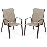 juego de 2 sillas de comedor con reposabrazos curvos tela facil de secar marco de metal reforzado asiento ancho para piscina gris cfw81682